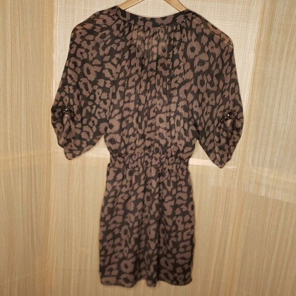 Express Animal Print Semi Sheer Short Sleeve Dress - Picture 2 of 8